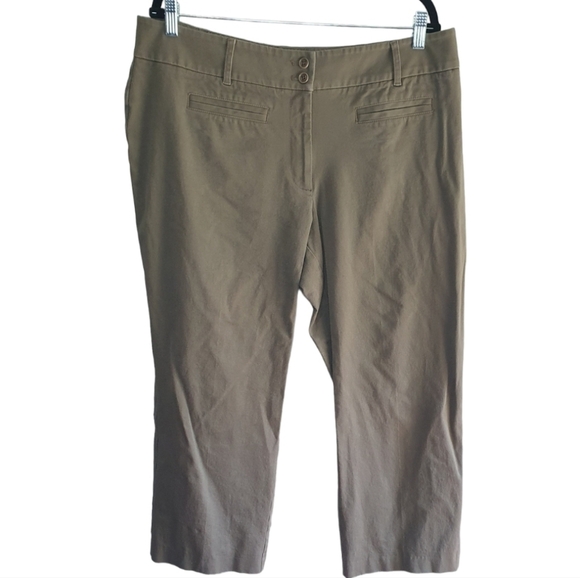TALBOTS Slacks Dressy Heritage Straight Brown Olive Tan Women's Plus 16W Petites - Picture 1 of 10